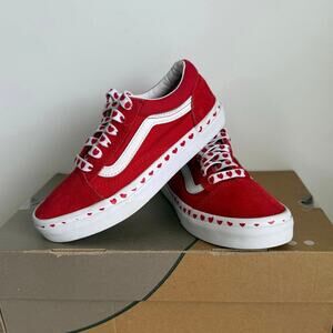 Vans Low Red/White Hearts Kids Sneakers- SZ 2.5 Y